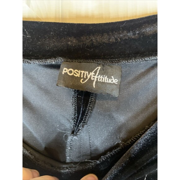 Vintage 90s Positive Attitude Black Velvet Maxi Dress Floral Embroidery Y2K Glam - Picture 4 of 8